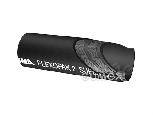 Hydraulická hadice oděruvzdorná FLEXOPAK 2 - SUPERTUFF, 13/20,6mm, 310bar, syntetická pryž/syntetická pryž, olejivzdorná, 2x oplet drátem, -40°C/+100°C, černá